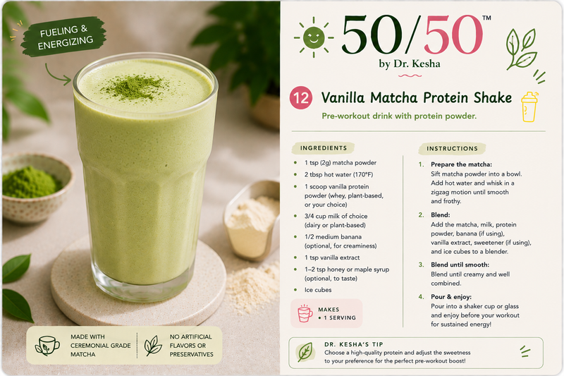 Vanilla Matcha Protein Shake: Fueling & Energizing Pre-Workout Drink with Protein Powder