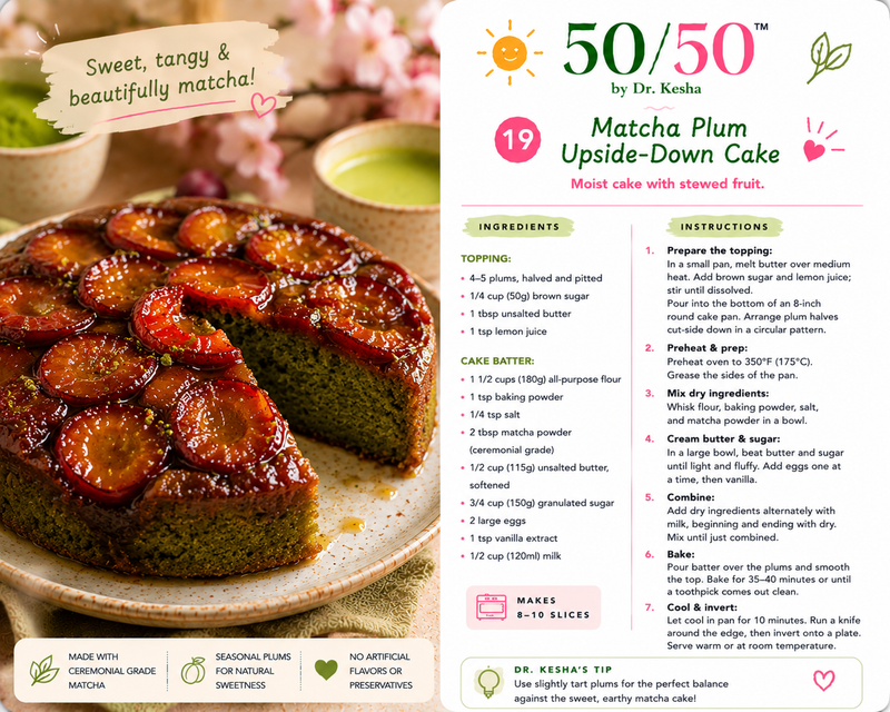 Matcha Plum Upside-Down Cake
