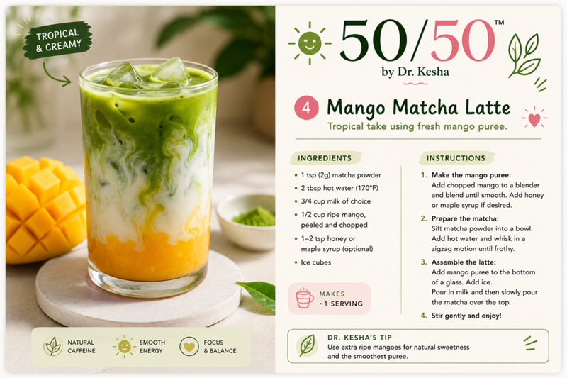 Mango Matcha Latte: Tropical Take Using Fresh Mango Puree