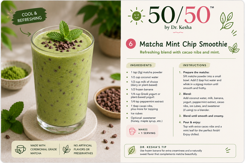 Matcha Mint Chip Smoothie: Cool & Refreshing Blend with Cacao Nibs and Mint