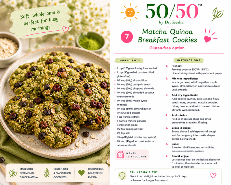 Matcha Quinoa Breakfast Cookies
