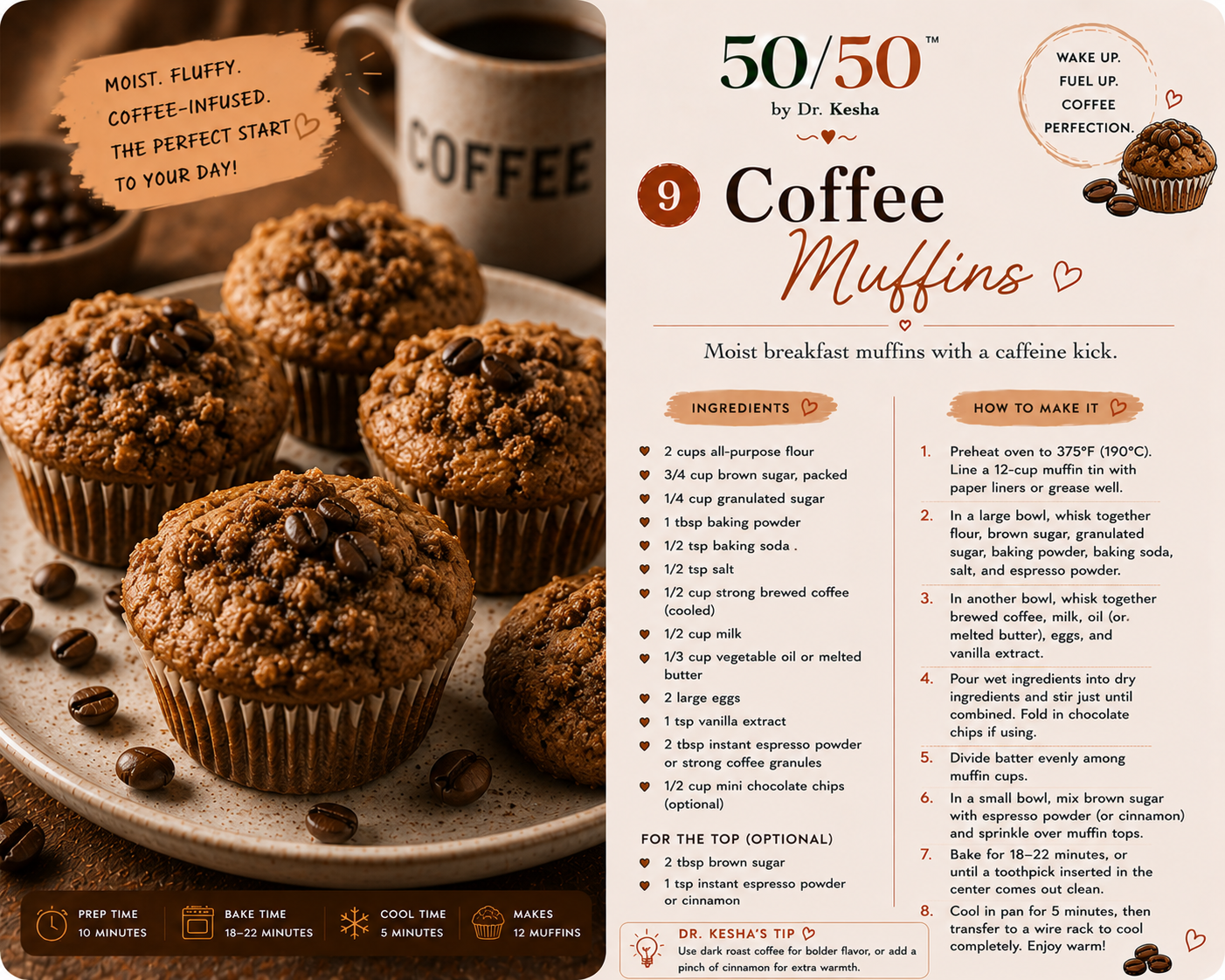 Coffee Muffins with espresso sugar topping fresh from the oven